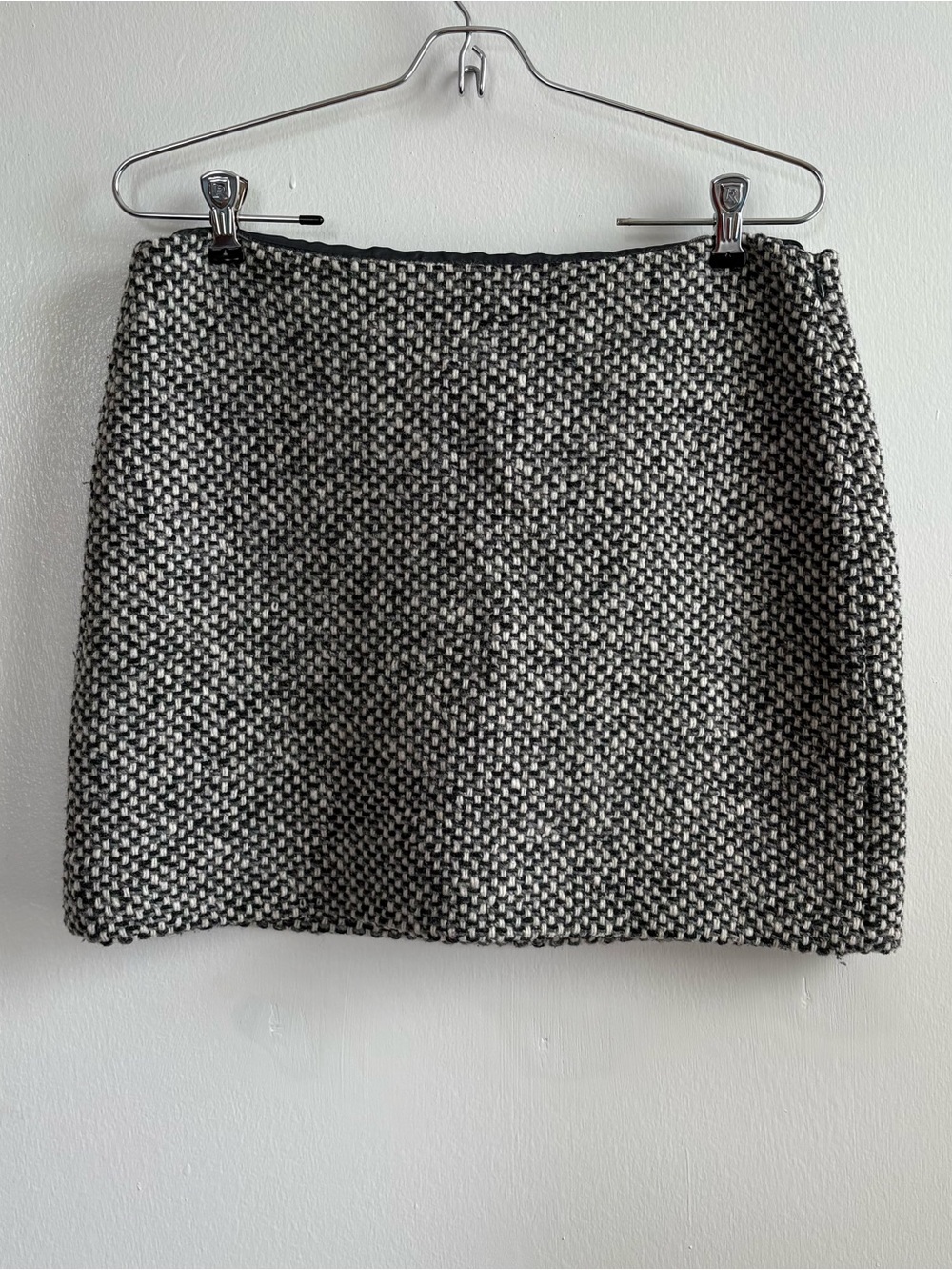 J. Crew Black White & Gray Wool Blend Tweed Mini Skirt Lined Women’s 6